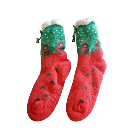 Christmas Reindeer Non-Slip Fuzzy Socks - Picture 2 of 4